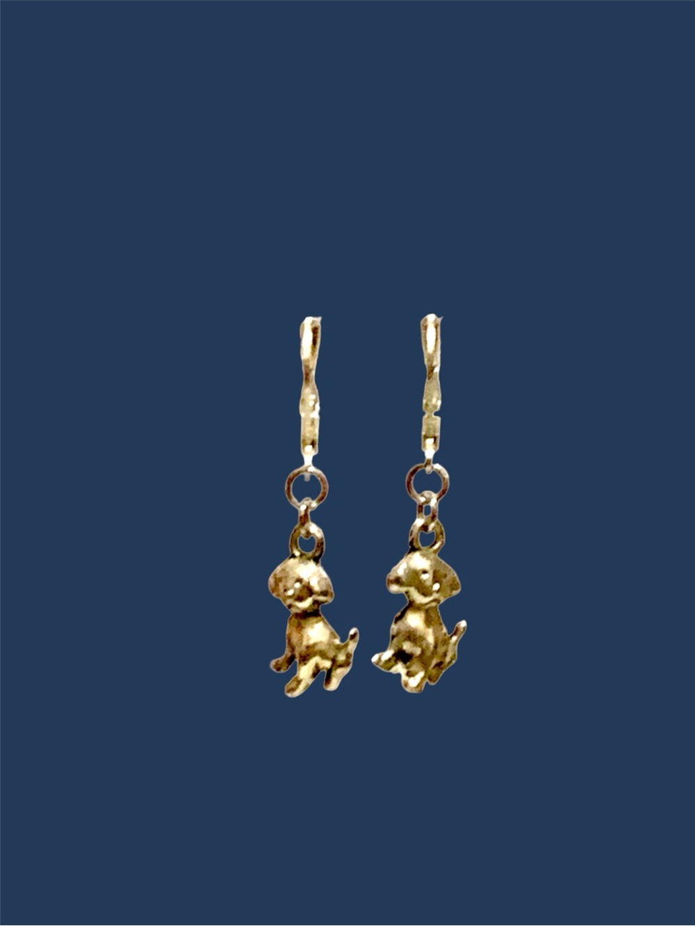 Silver-tone Dog Charm Drop Earrings - Cute Canine Dangle - Picture 2 of 2